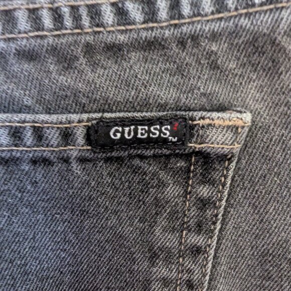 VINTAGE 90s Guess | 100% Cotton Straight Leg Jeans in Washed Black/Gray Size 27 - Picture 3 of 13